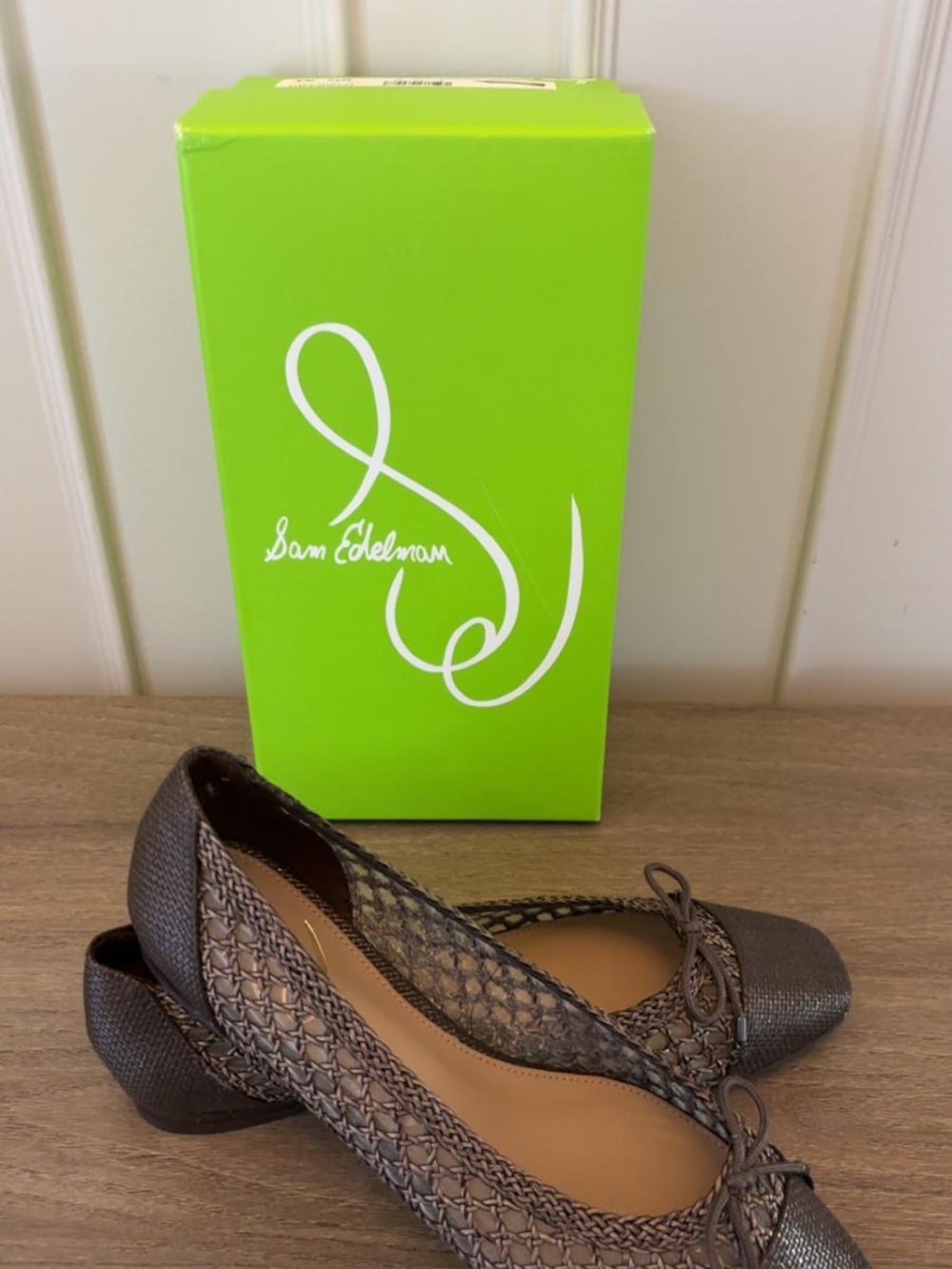 Sam Edelman May Raffia Flat Comfort Shoe 8.5 M Brown